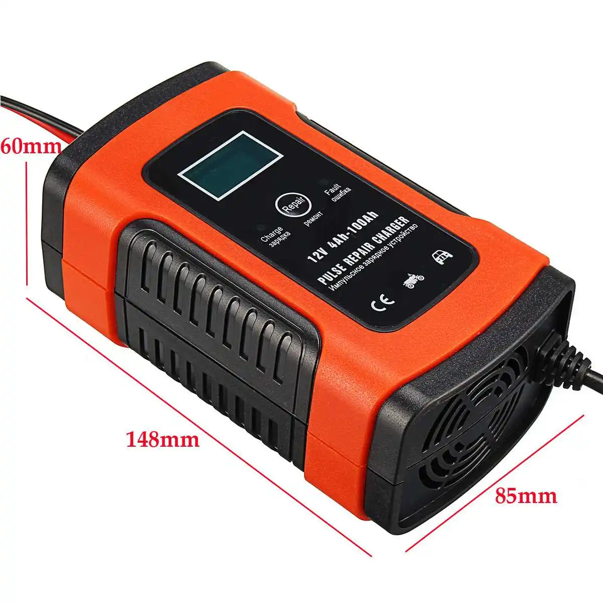 New 12V 5A 4-100Ah Auto Car Intelligent Battery Charger Jump Starter LCD Intelligent 100-240V Pulse Repair Type