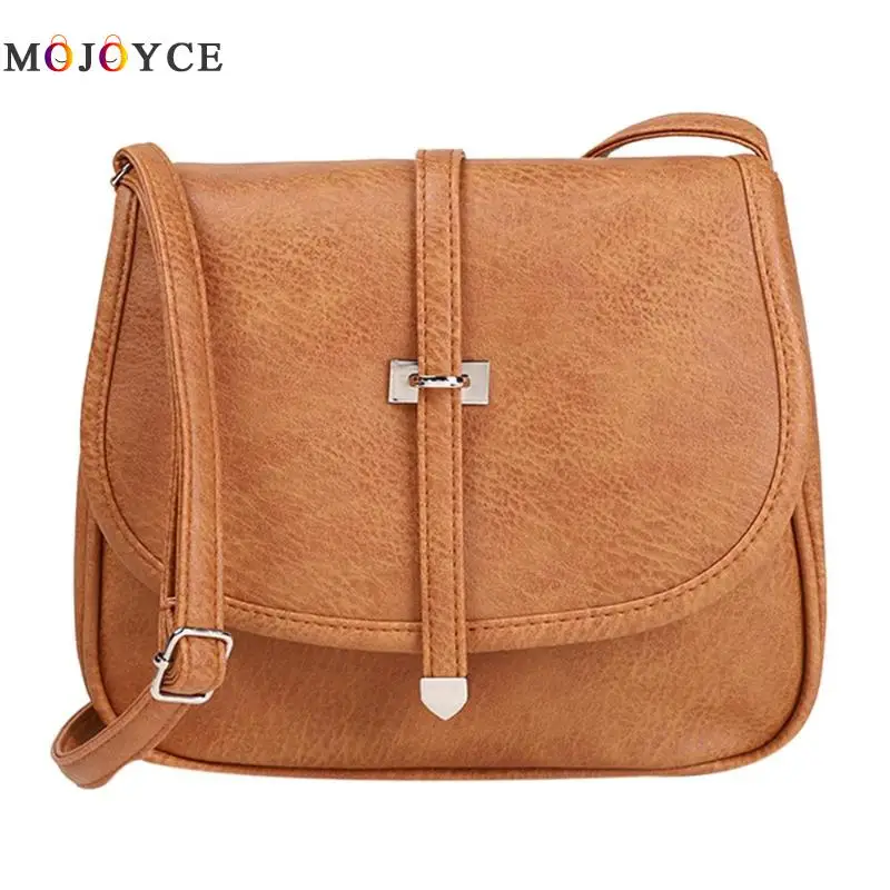 

Retro Fashion Saddle Women Messenger Bag Flap Solid Color PU Leather Crossbody Bags for Women