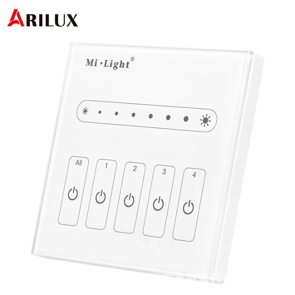 

ARILUX Milight L4 AC100-240V to 0-10V 4 Channel T ouch Panel Single Color LED Strip Light Dimmer Controller