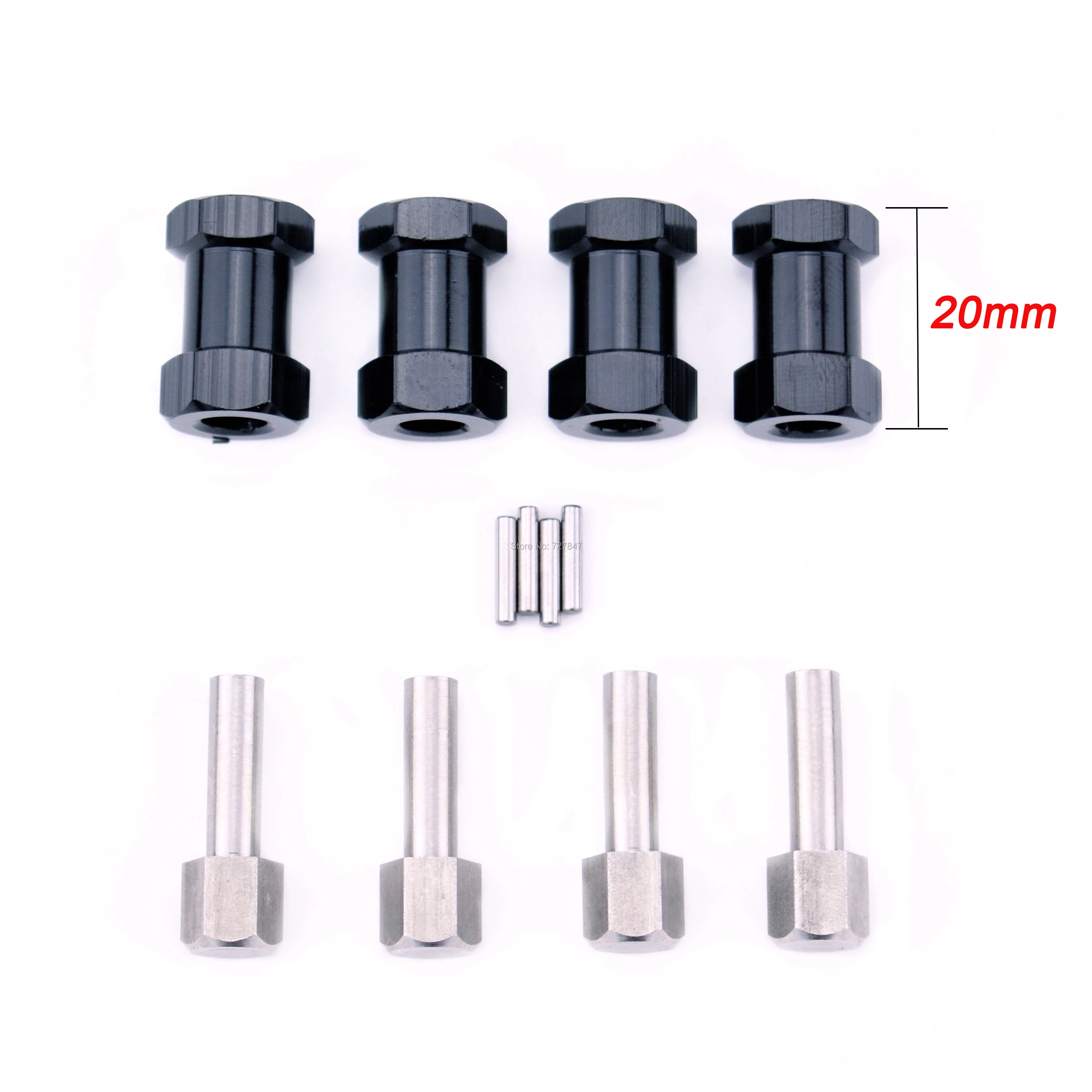 RC Car Metal 12mm Wheel Hex Hub 20mm Extension Coupler for AXIAL SCX10 D90 CC01 F350 1/10 RC Crawler