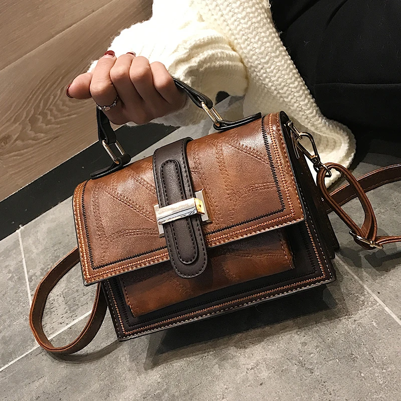 

Super Seabob 2019 New Woman Faux Leather Vintage Big Capacity Shoulder Bags Women Pathwork Party Bag Female Crossbody Bags OE604