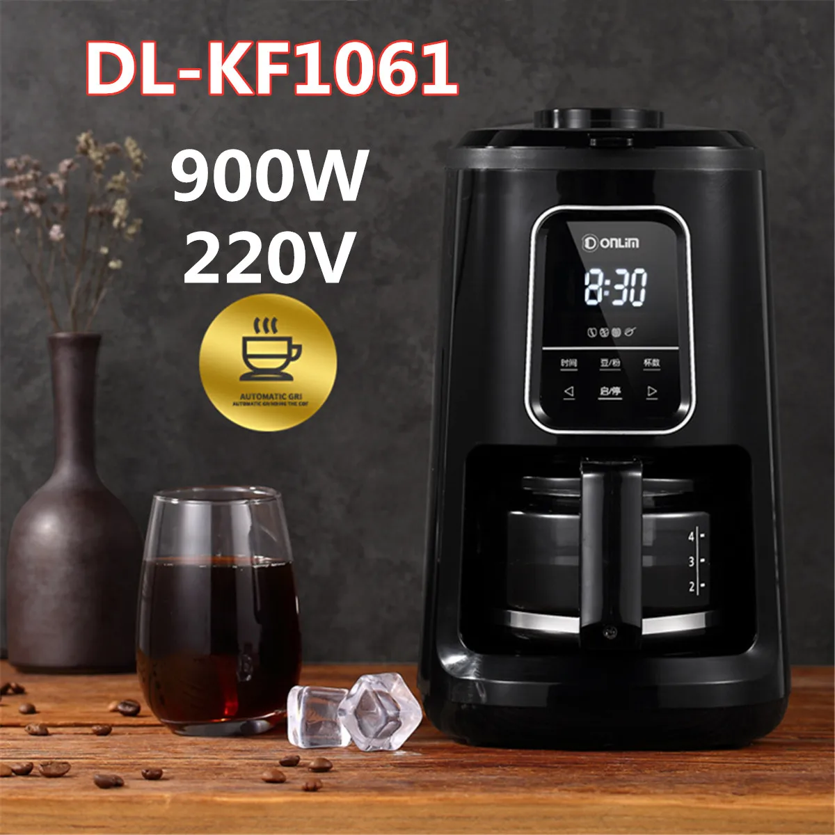 

600ML Multifunctional Coffee Machine Home Application Full Automatic Grinding Bean Powder Coffee Machine Cafe Maker