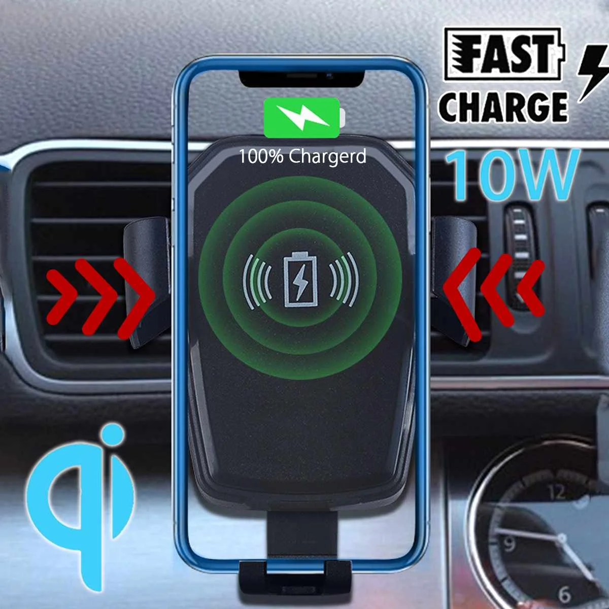 10W QI Wireless Car Charger Automatic Gravity Air Vent Car Phone Holder Stand for iPhone XR 8 Plus X XS Max dor Samsung S9 S8 S7
