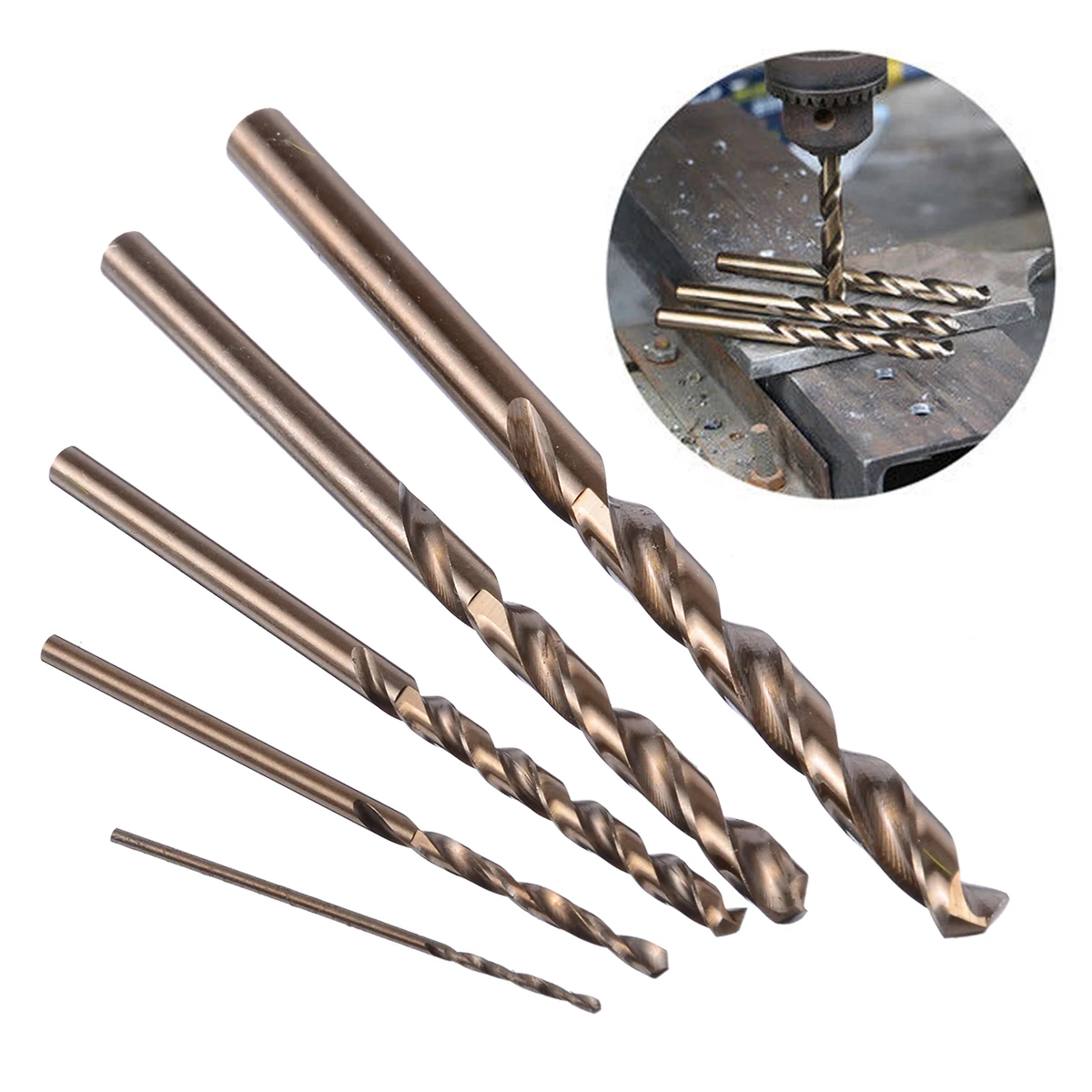 5pcs New High Speed Steel Drill Bit M35 Cobalt Straight Shank Twist Drilling Bits 1mm 2mm 3mm 4mm 5mm For Electric Drills