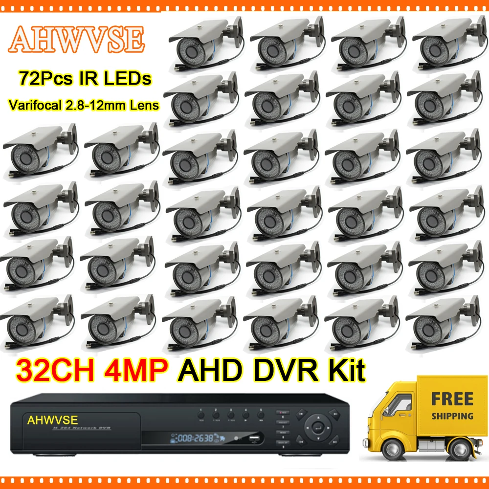 32CH 4MP AHD DVR рекордер 16 шт. варифокальный 2 8 12 мм комплект системы видеонаблюдения