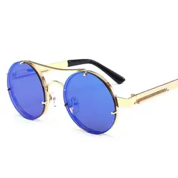 Imwete Для мужчин круглые солнцезащитные очки в стиле стимпанк Для женщин классический дизайн металлические солнцезащитные очки дамы UV400