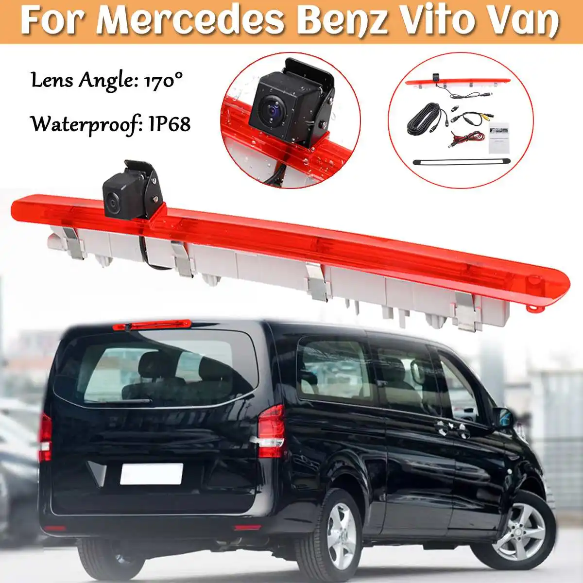 

Backup Brake Light Reversing Rear View Camera CMOS for Mercedes-Benz Vito Van Waterproof 170 Third Brake Light Camera