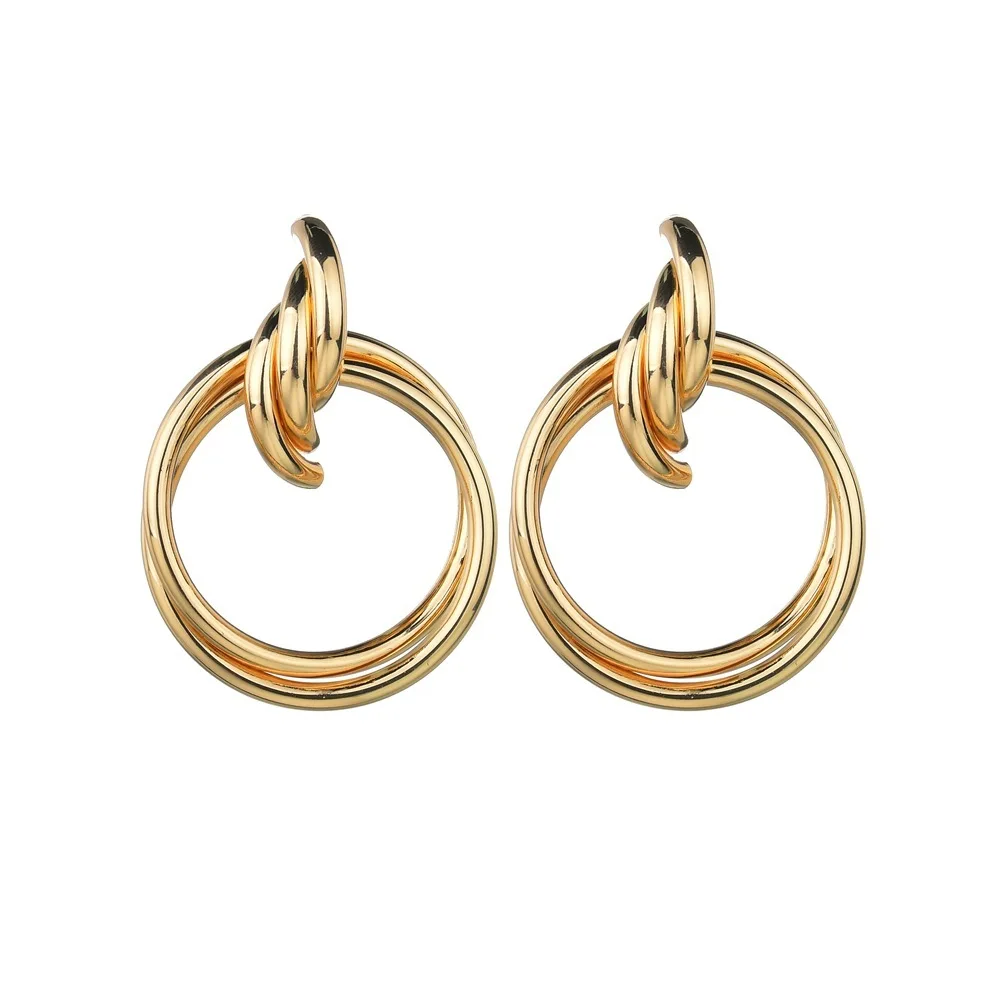 female Ornaments Personality Business Affairs Concise Geometry Earring Joker Hollow Out Alloy Ring Temperament Earrings | Украшения и