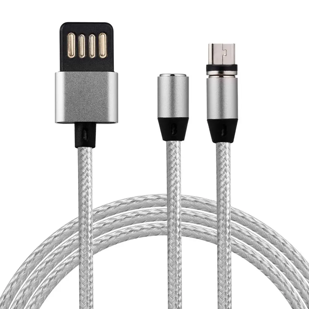 

wholesale 1m 2m 3m 2 3 in 1 nylon magnetic usb charger transmission data line for iphone cellphone charging cord cable