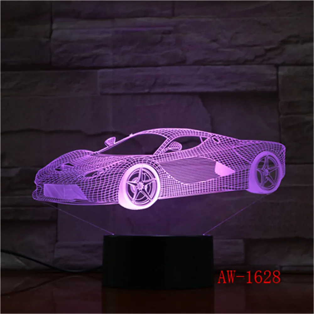 Современный Супер спортивный автомобиль 3D 7 цветов лампа визуальные