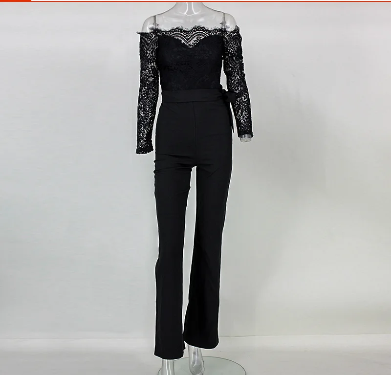 Fashion Women's Jumpsuits Loose Jumpsuit Mid-Waist Lace Stitching Collar Butterfly Jumpsuits