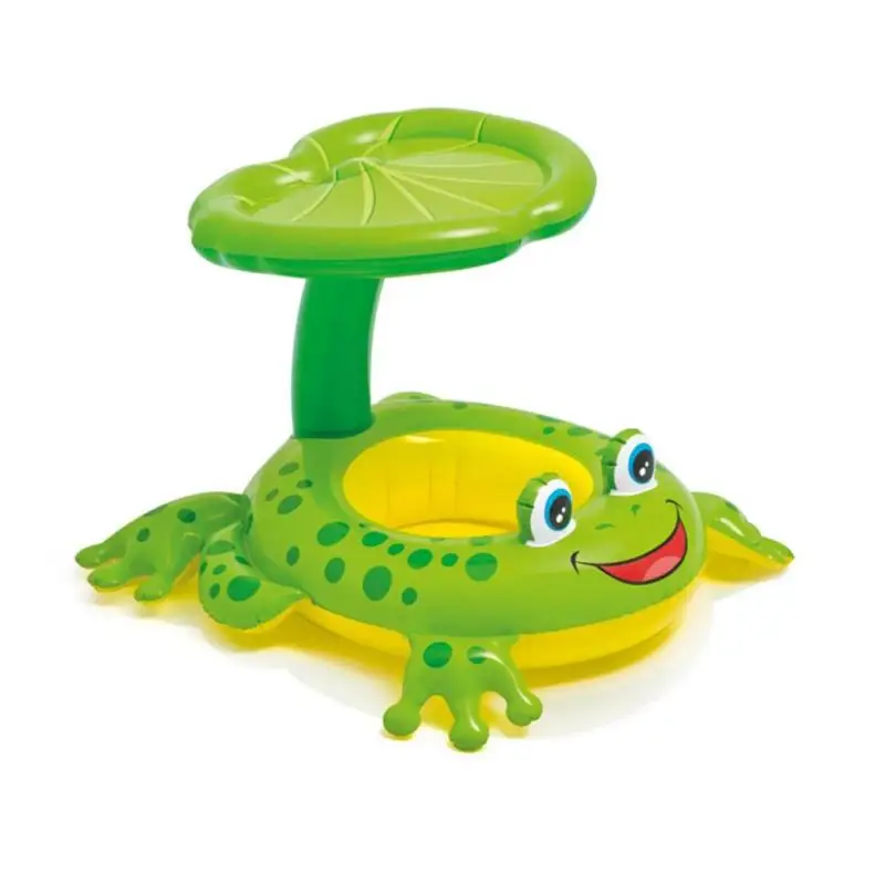 Мультяшная Лягушка Надувные игрушки для бассейнов сиденье с защитой от солнца кольцо для плавания для детей
