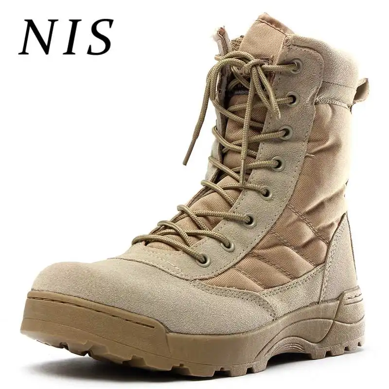 

NIS Fashion Mens Military Combat Boots Men Shoes Lace-up Desert Tactical Boots High Top Army Camouflage Shoes Winter Shoes Botas
