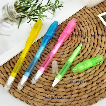 

1000X New Magic 3 in 1 UV Light Combo Creative Stationery Invisible Ink Pen Popular For Ballpoint pen+UV Light+Invisible Ink Pen