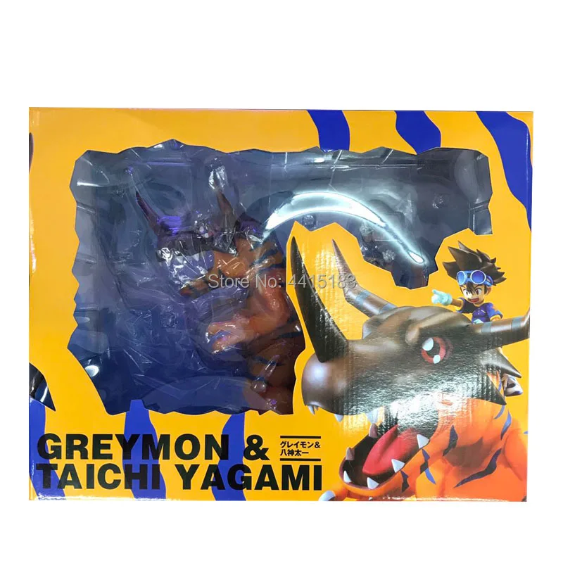Anime Super Big Size Digimon Agumon Greymon & Yagami Taichi PVC Action Figure Doll Collectible Model Toy