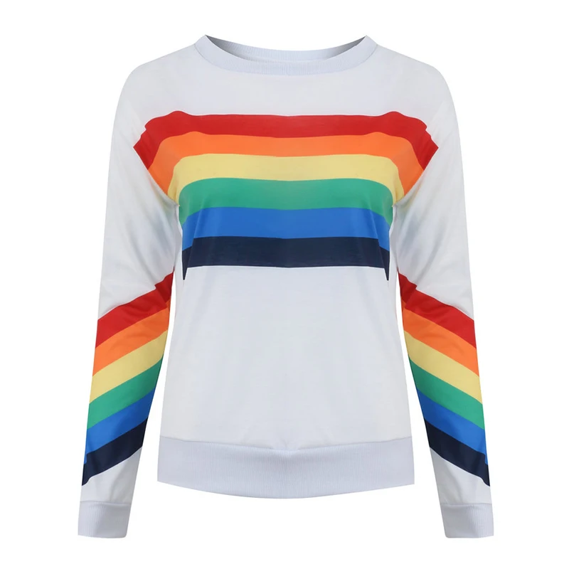women rainbow striped shirt