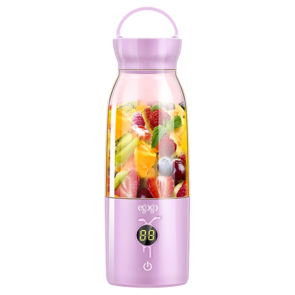 

egogo Electric Juicer Cup Mini Portable Usb Rechargeable Blender Maker Shaker Squeezers Fruit Orange Extractor 6 Leaf Blade