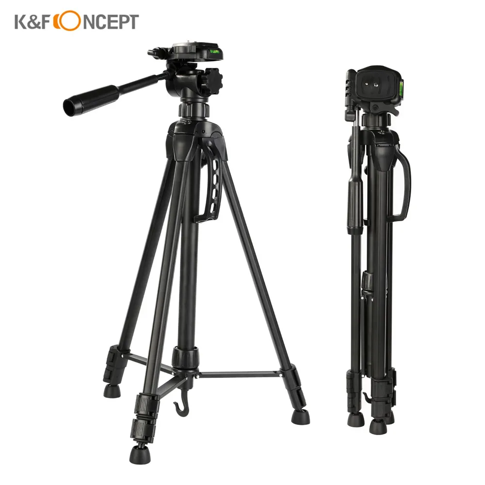 

K&F CONCEPT 60 Inch Travel Folding Tripod for Canon Nikon Sony Stand w 3-way QR Plate Carry Bag for DSLR Camera Camcorder Phone