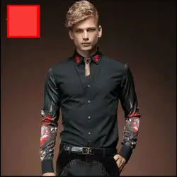 Новая мужская одежда рубашка с длинным рукавом Тонкая Модная личность тренд печати рубашка плюс размер сценические костюмы певицы