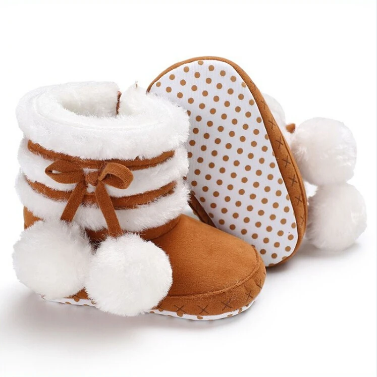 Для маленьких девочек мальчиков зимние сапоги зимние пинетки для малышей для новорожденных кроватки Мягкие Плюшевые Теплые Тапки Prewalker 0-18 м