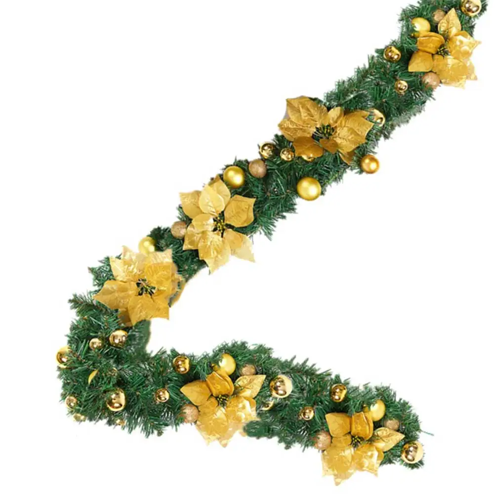 

1pc 2.7m Xmas Garland Simulation Cratoon Golden Lovely Xmas Showcase Garland Door Garland Christmas Door Decor Christmas Wreath