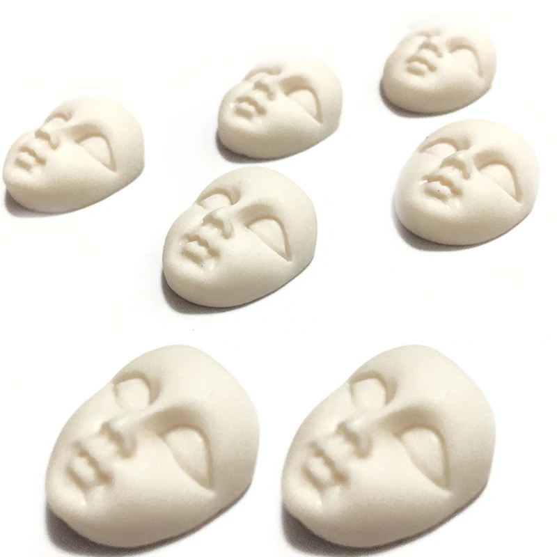 

10Pcs Mini Masks Resin Mask Flatback Cabochon Beige Girl Face Flatback Scrapbooking Diy Hair Bow Center Crafts Making
