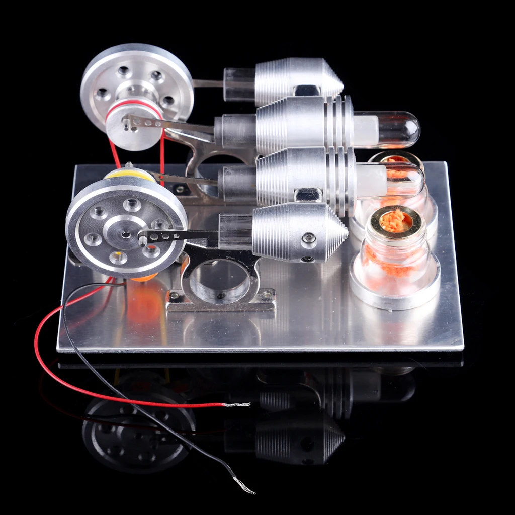

Stirling Engine (Double-Cylinder Parallel) - Conversion of Heat Energy to Electric Energy