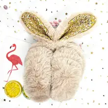 Новая зимняя Уютная теплая повязка на голову, наушники в форме кролика, милые наушники для женщин с блестками