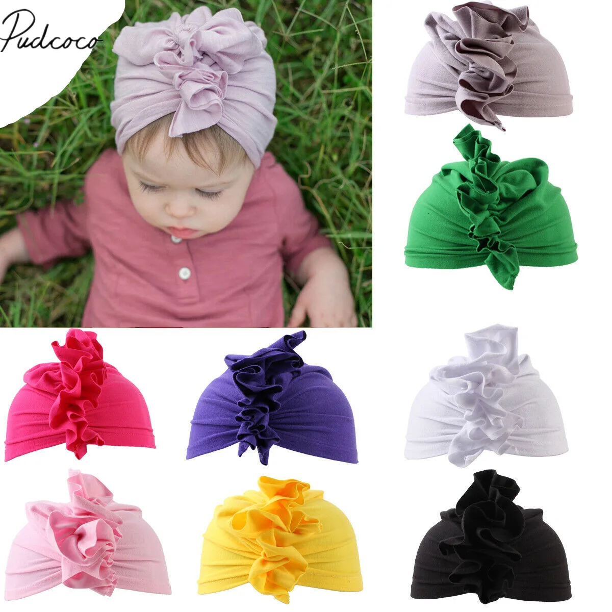 Детские аксессуары для новорожденных мальчиков и девочек, хлопковая мягкая шапка, вязаная шапка, головной убор с цветком, шапка s, От 1 до 3 лет