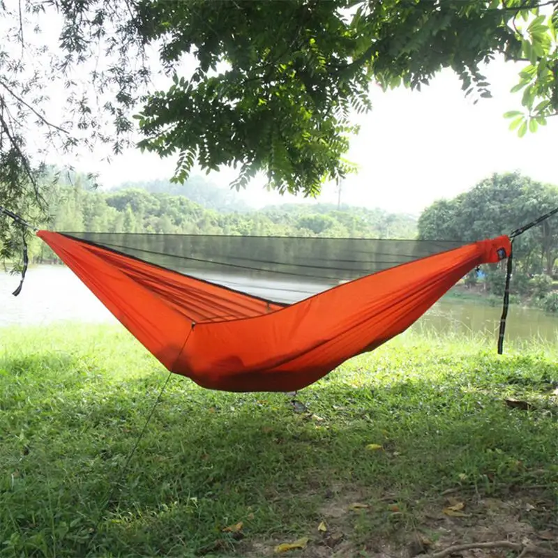 

Portable Outdoor Camping Hammock with Mosquito Net High Strength Parachute Fabric Hanging Bed Hunting Sleeping Swing