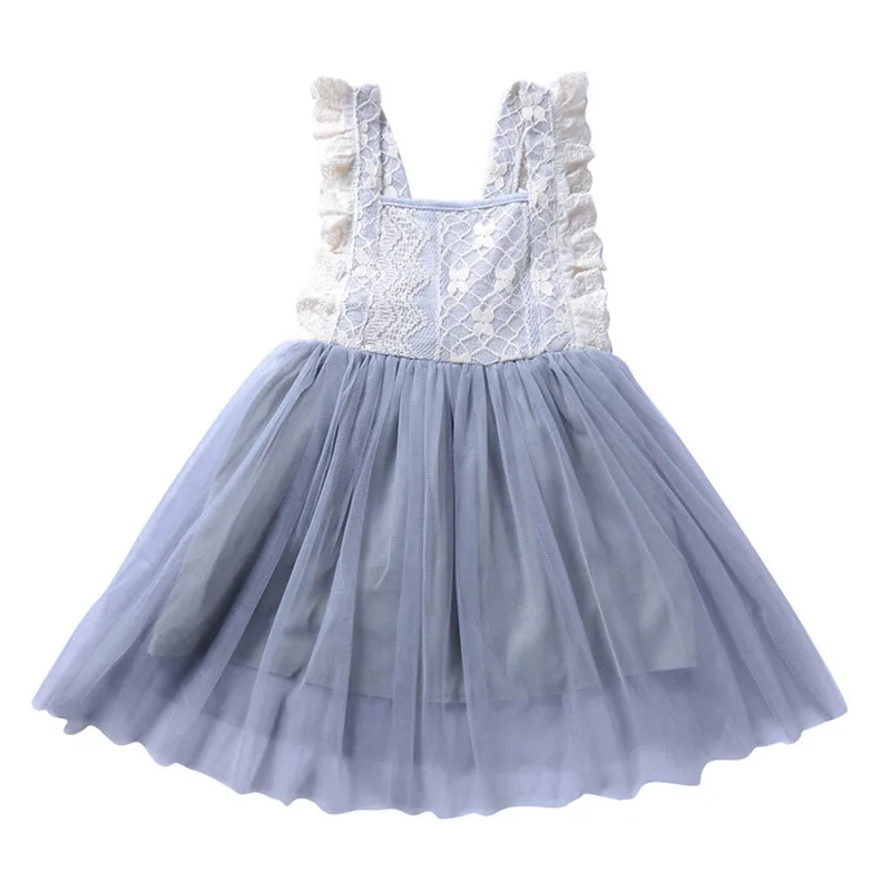 

2019 Brand New Toddler Kids Baby Girl Lace Sleeveless Dress Backless Sundress Floral Party Pageant Dress Chiffon Clothes 2-7T