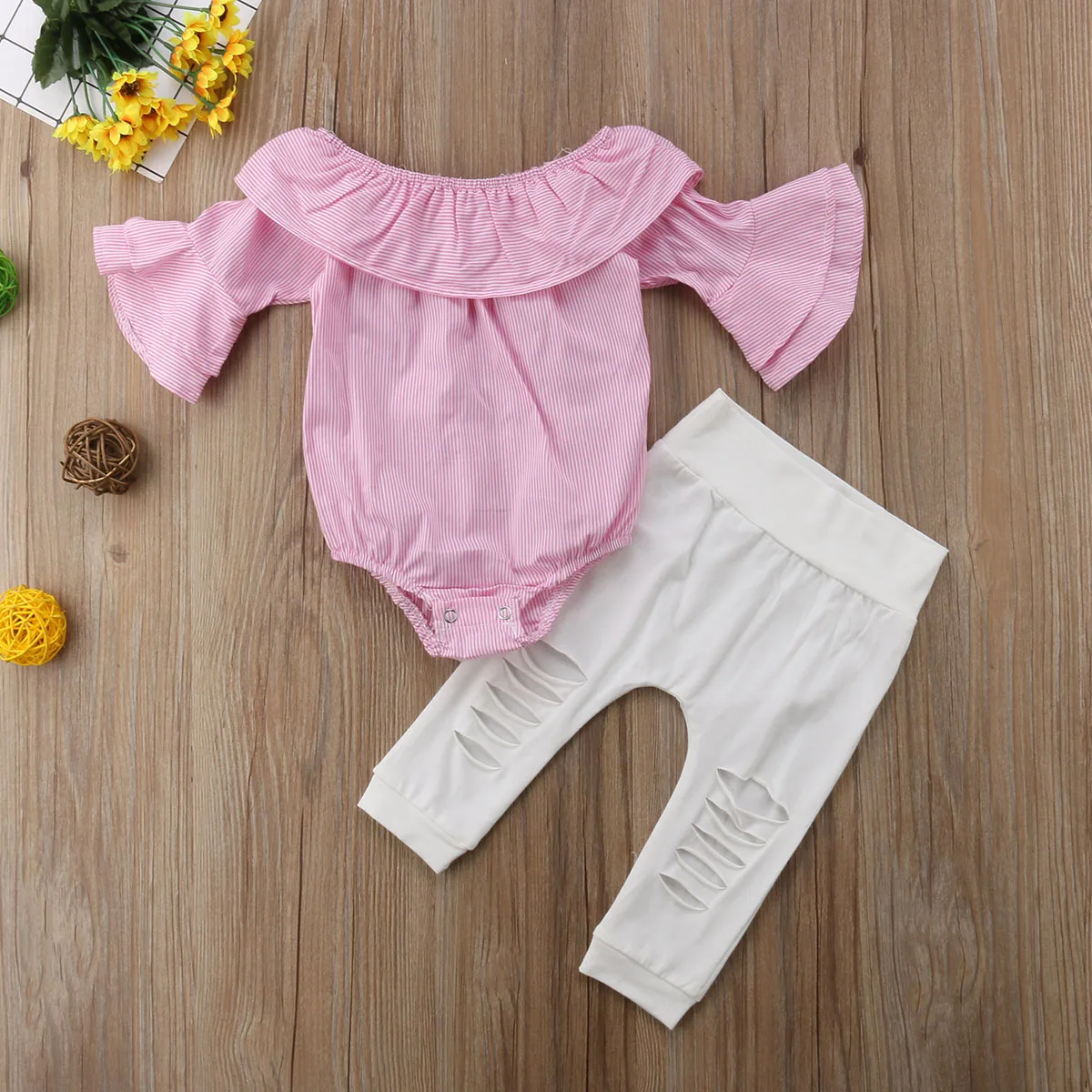 Pudcoco/комплект для девочек, ползунки в клеточку для новорожденных девочек, футболка Топы, штаны с дырками, комплект одежды