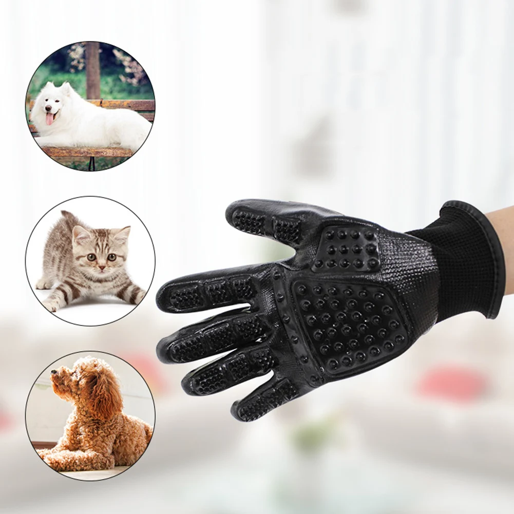 

Cat Grooming Glove Pet Mane Massage Gloves Cats and Dogs Cleaning Bathing Gloves Two Packs left and right hands Black 2 packs