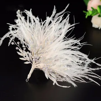 

Luxury Handmade Gorgeous Feather Hair Clip Bridal Hairpin Jewelry Royal Bridal Wedding Hair Accessories