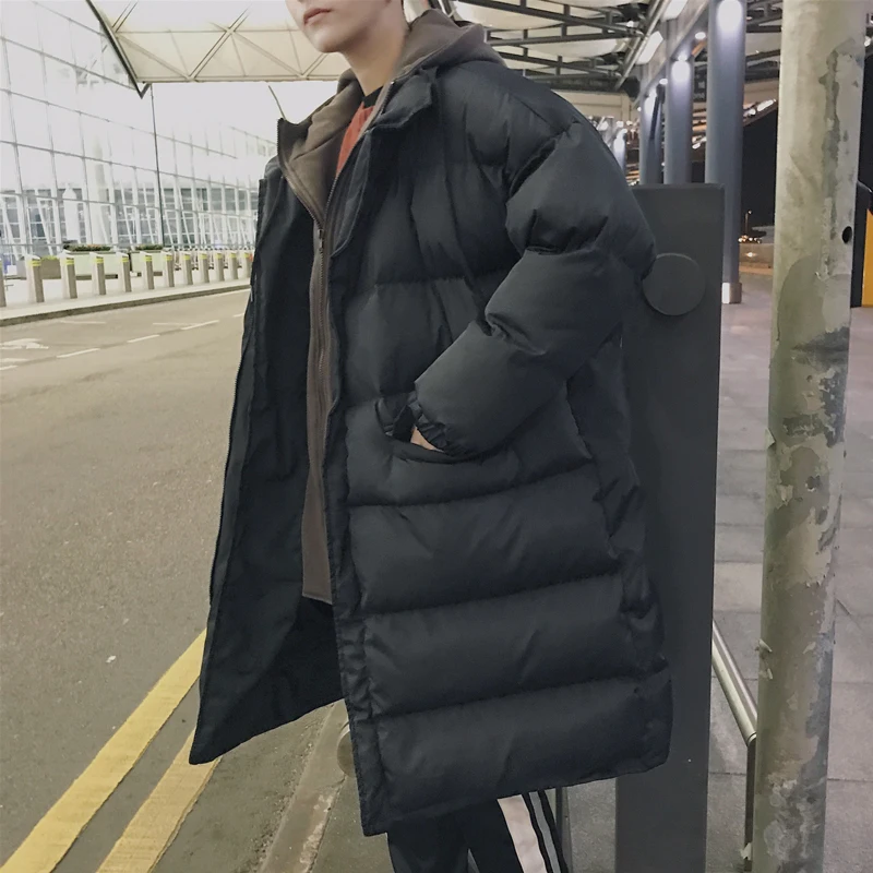 2018 Winter Men's False Two Piece Thicken Hooded Parkas In Warm Long Cotton-padded Clothes Loose Snow Jackets Male Coats M-2XL