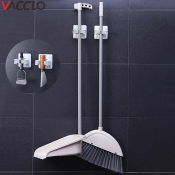 

Vacclo Multi-function Seamless Non-perforated Wall Hanging Mop Hanger Bathroom Storage Hook Clip Broom Hanging Rack Organizer