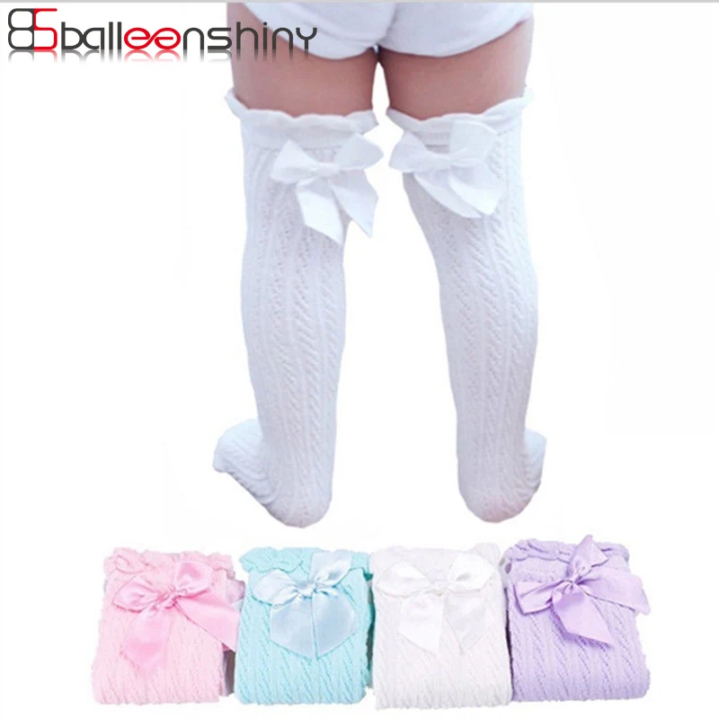 Mejor precio BalleenShiny Bowknot dulce hasta la rodilla Calcetines niños niñas algodón Calcetines largos calcetines bebé calcetines suaves y cálidos para 0-9 años LZy6Y93G