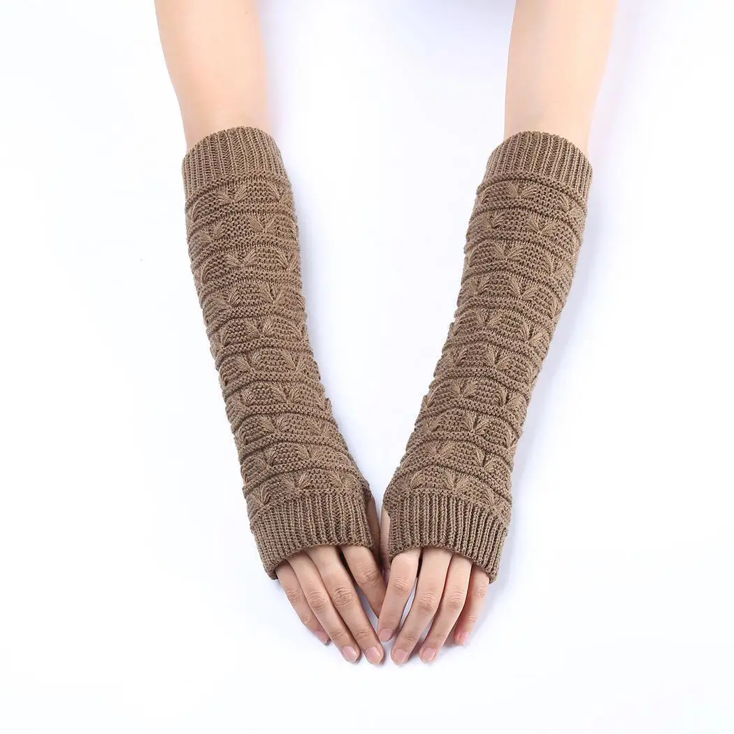 Guantes Mujer Mittens Gloves Women Knitted Arm Fashion  Hand Warmer Winter Gloves Women Crochet Knitting Faux Wool Mitten W