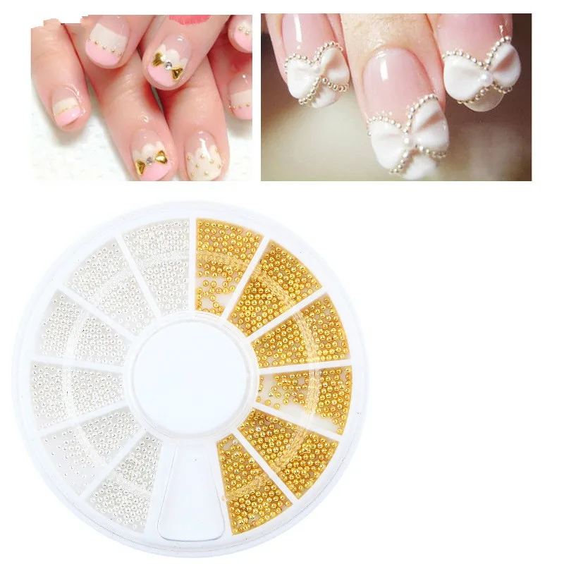 Women Beauty tools 3D Nail Art Steel Mini Ball Beads 0.9 mm Wheel Silver Gold | Красота и здоровье