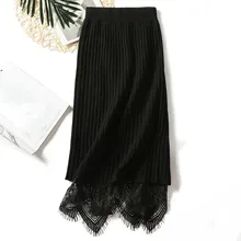 Новая мода весна осень высокая талия трикотажные юбки женские повседневные тонкие карандаш юбки средней длины с разрезом