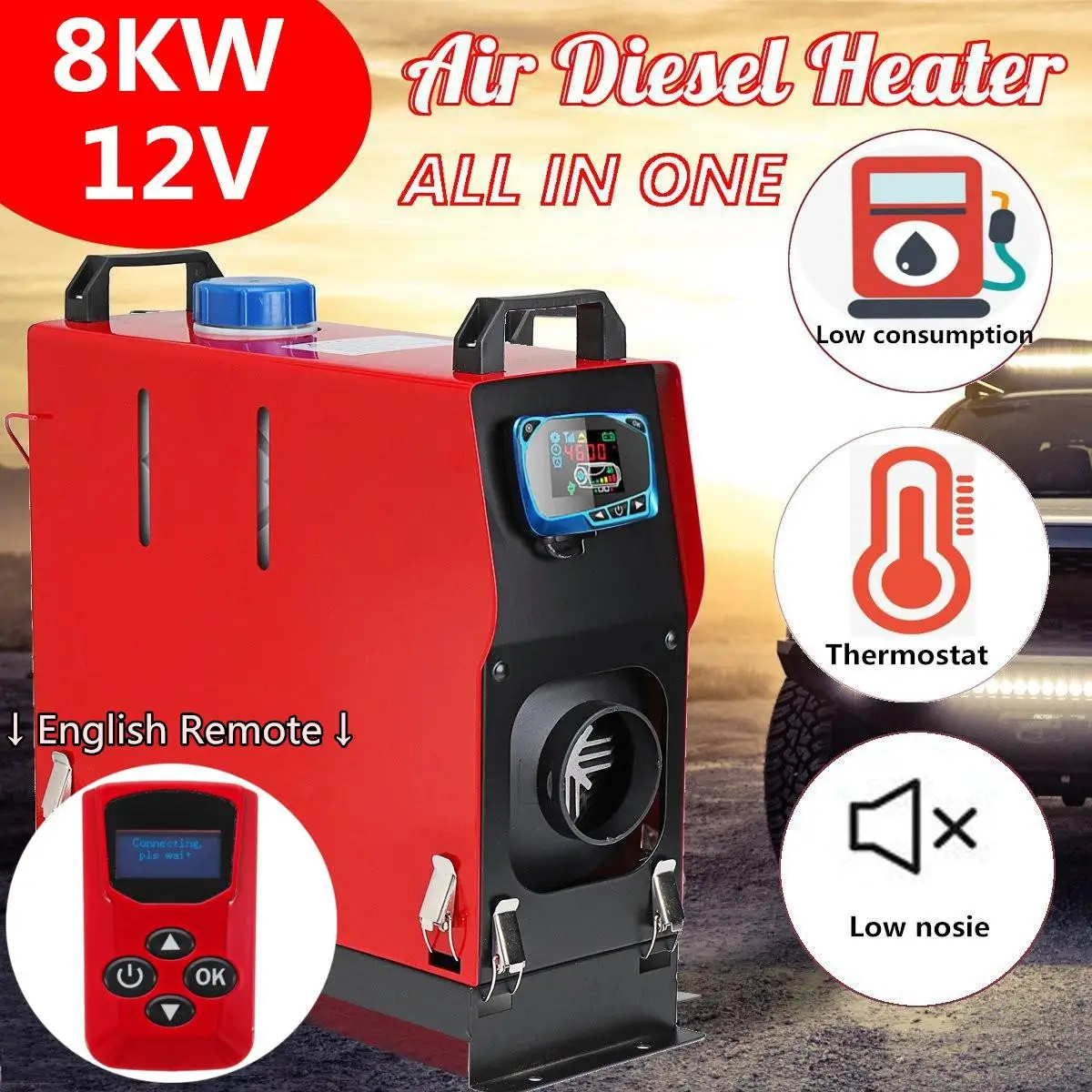 

8KW 12V All in one webasto air parking heater +Remote control for Boat Ship car van RV Bus -replace Eberspacher D4,car heater