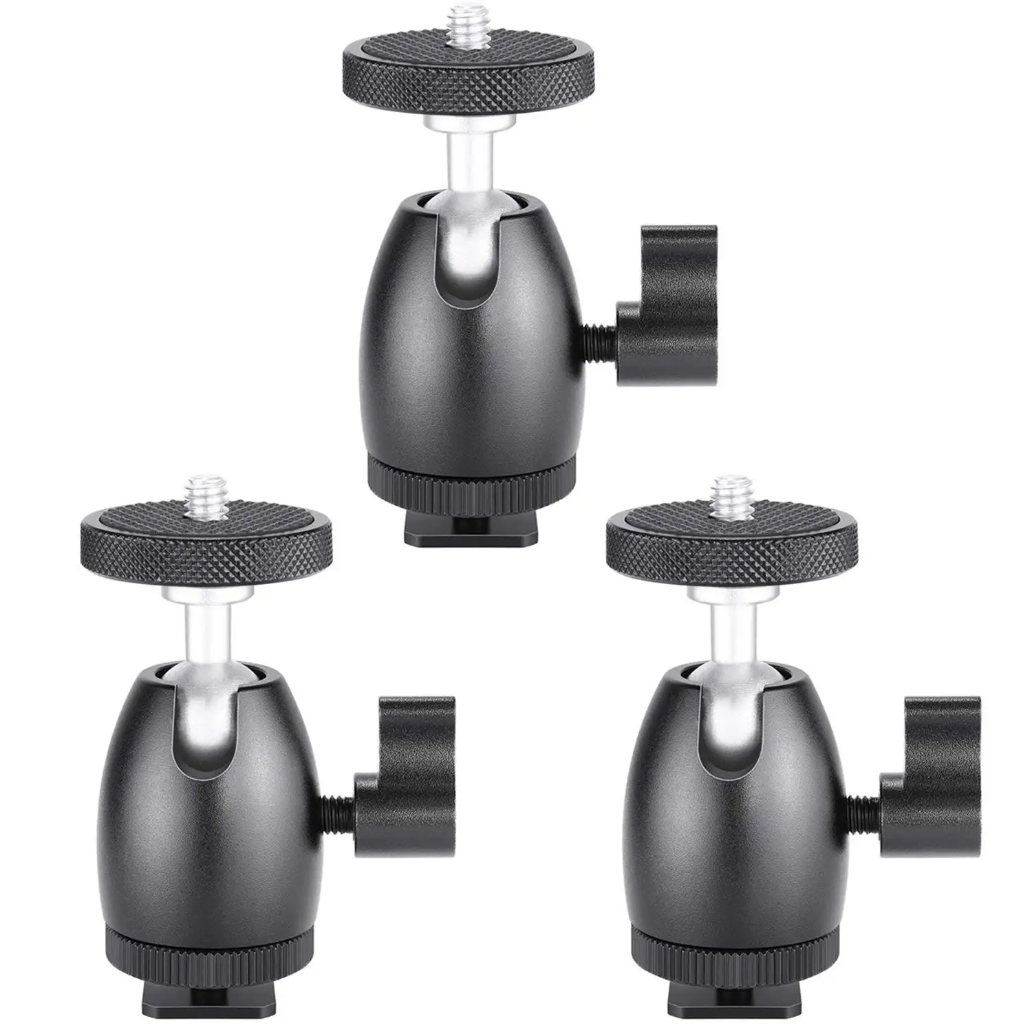 

CNIM Hot 3 Pieces 1/4 inch Screw Tripod Mini Ball Head with Lock and Hot Shoe Adapter for LED Light,Monitor,DSLR Cameras,Video