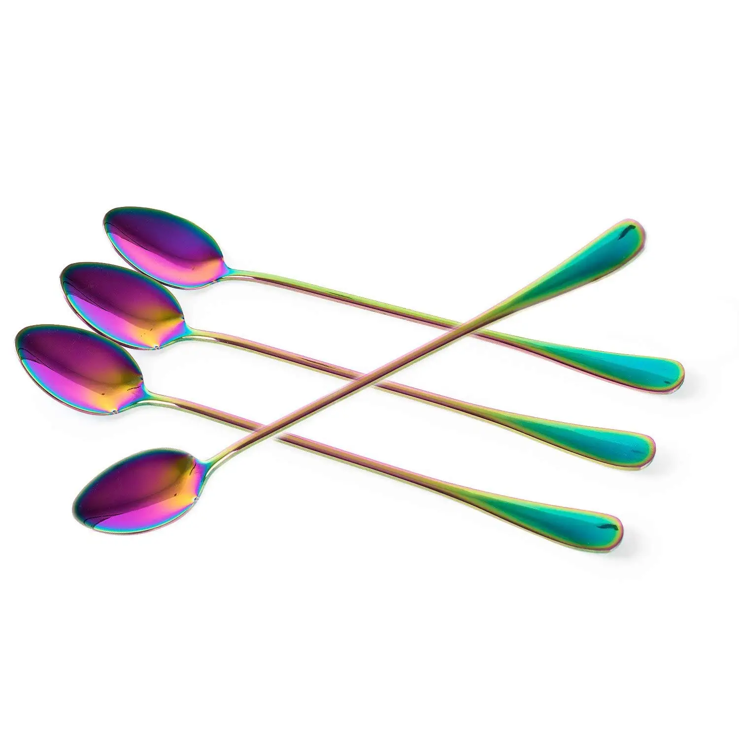 Long-Handled Ice Tea Spoon, Cocktail Stir Spoons, Stainless Steel Coffee Spoons, Colored Ice Cream Scoop Set Of 8