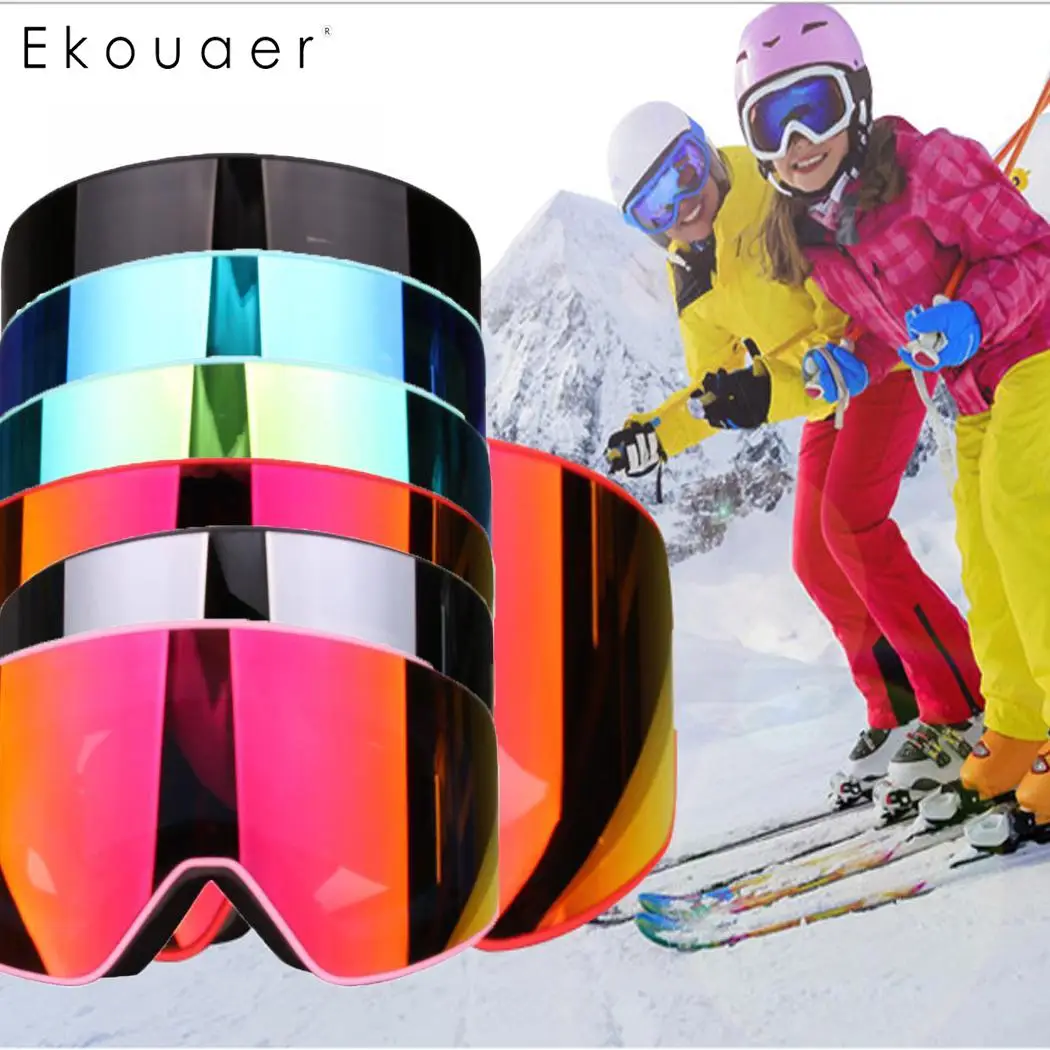 Ветрозащитные лыжные очки, очки для катания на лыжах, противотуманные ПК, уличные УФ-желтые/прозрачные/серые защитные очки PC