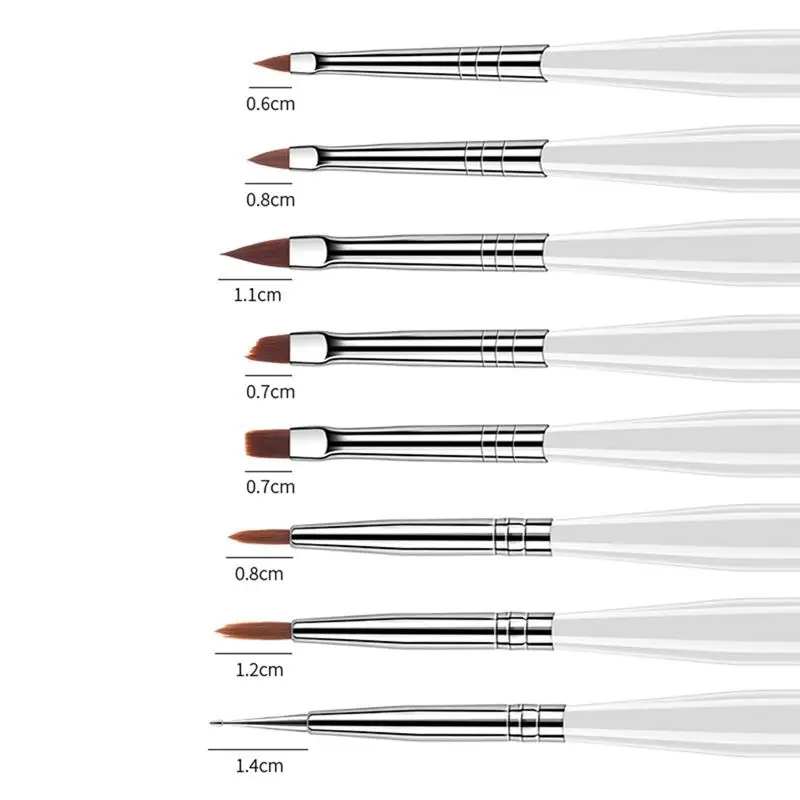 

8Pcs Zebra Pattern Nail Art Brush Pens Nail Brush Nail Art Tips Builder Painting Gel Nail Polish Brush Set Tools