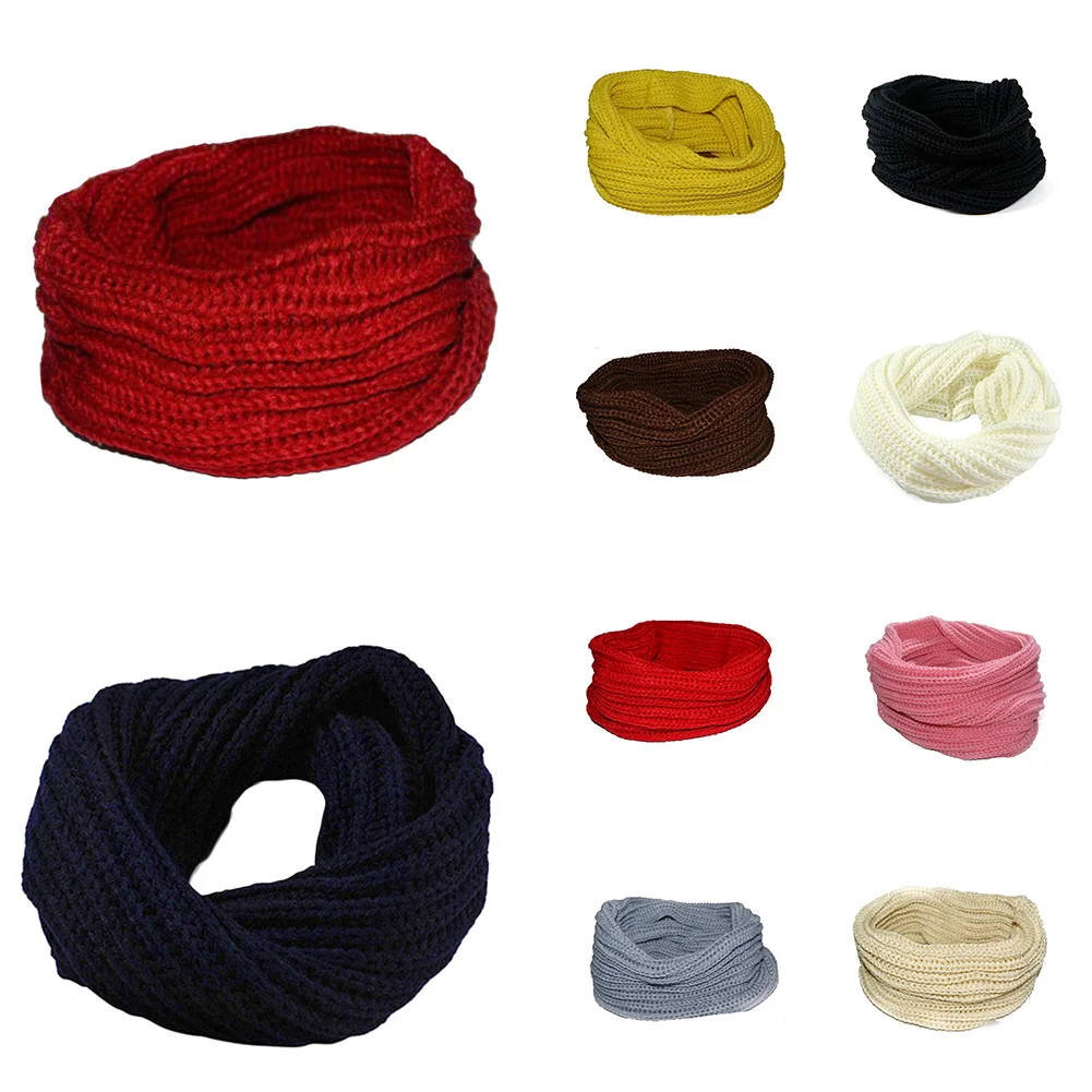 

2018 Circle Neck Ring Scarf Warm Soft Red New Winter Acc Unisex Woolen Knit Single Circle Neck Scarf Shawl Wrap Winter Collar
