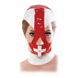100% латекс маска резиновый Маскарад белый и красный капюшон шапка-Маска Размер XXS-XXL
