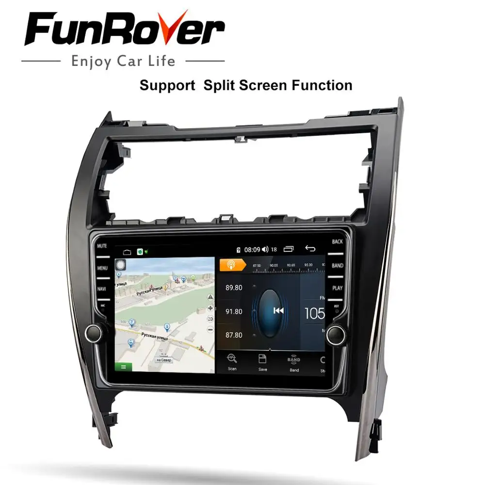 Sale Funrover 8 core android 9.0 car dvd multimedia for Toyota Camry 50 2012 2013 2014 radio gps navigation system navi stereo DSP BT 3