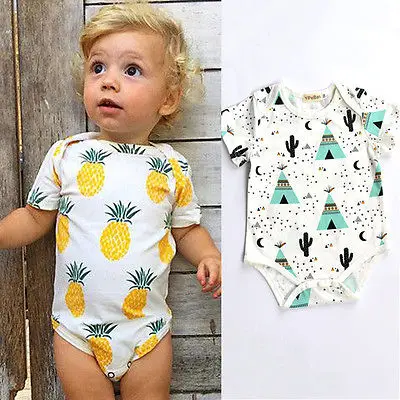 

Emmababy Newborn Baby Boy Girl Fruit Romper Jumpsuit Pajamas Outfit Clothes Short Sleeve Pineapple Summer Cotton Toddler Kid