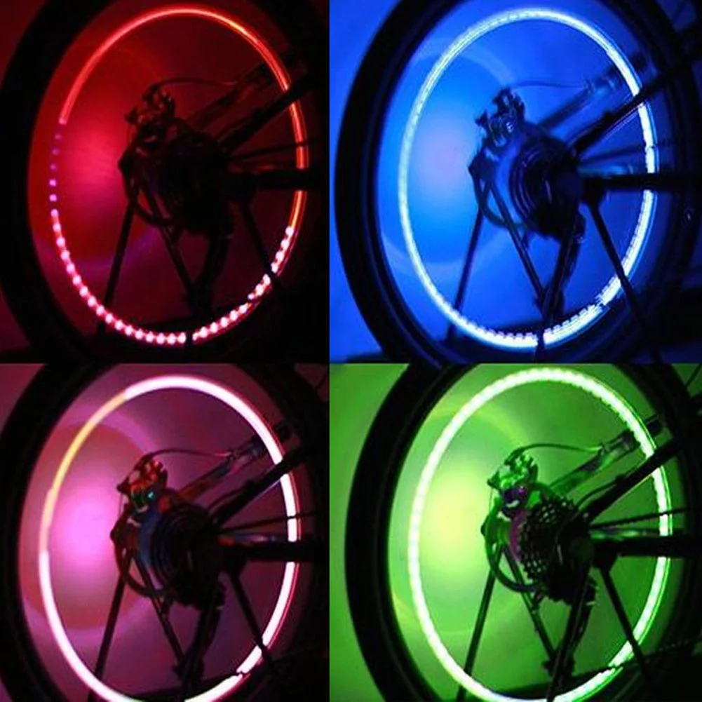СВЕТОДИОДНЫЙ Автомобильный велосипед колесо шина клапан пылезащитный колпачок спиц вспышка светильник s неоновый светильник s цветная шина колпачок колеса светильник